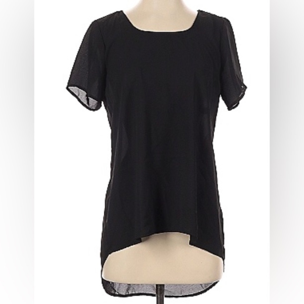 Society Girl Super High-Low Short Sleeve Top ~ Black ~ Sz XL